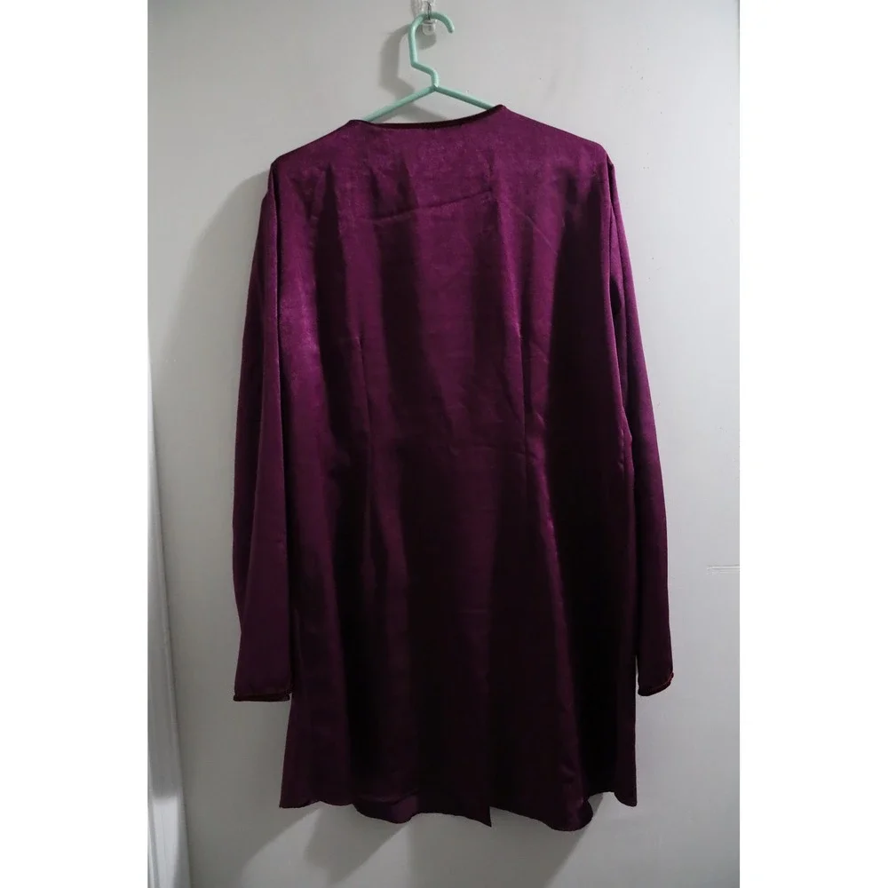 90s Victoria's Secret Plum Purple Satin‎ Sleep Shirt Long Sleeve Large